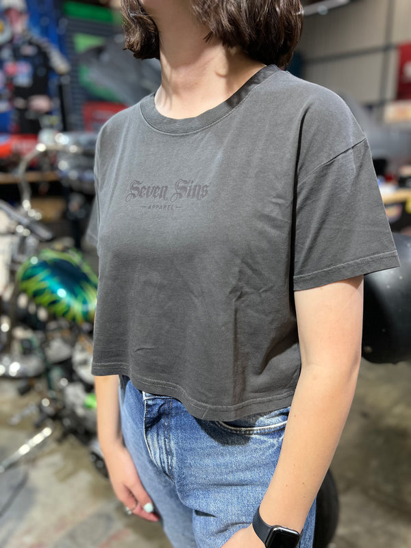 “Seven Sins” Faded Crop Tee