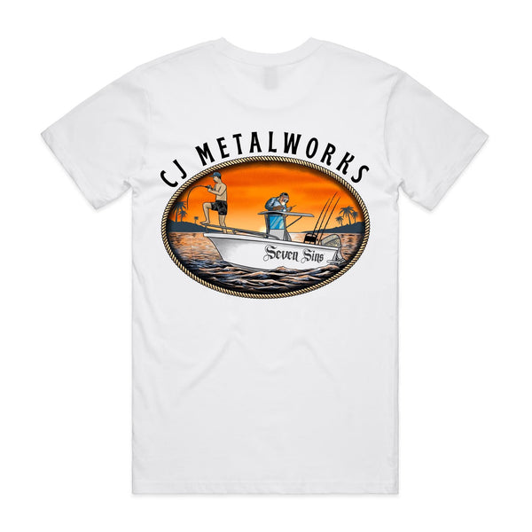 Men’s “CJ Metalworks” - Light coloured- AS Colour Staple Tee