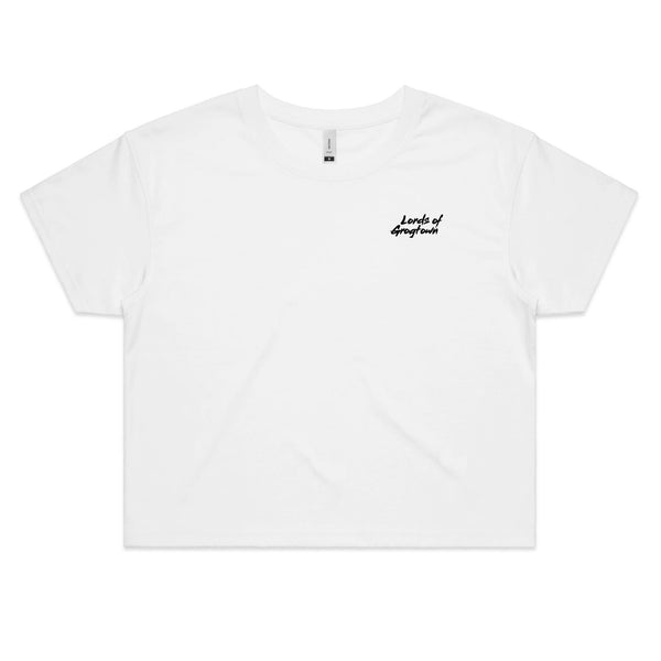 Lords of Grogtown - “Fifty years of Finke” - AS Colour - Women's Crop Tee - Black logo