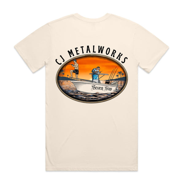 Men’s “CJ Metalworks” - Light coloured- AS Colour Staple Tee